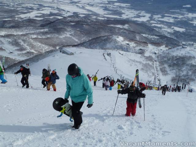 When the sun is out so are the crowds climbing to the peak