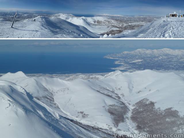 A 180 panorama (4 photos stitched together) seldom seen in such clear weather<BR> and a closer shot of the sea