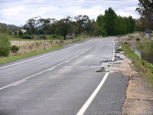 Alpine Way outside Wild Brumby distillery after the waters receded