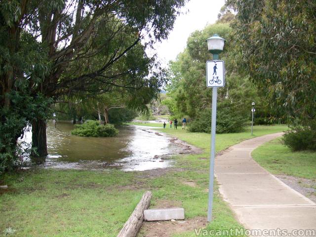 Water levels up to the lake walking path