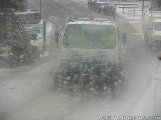 Village snow plough having a run in the village