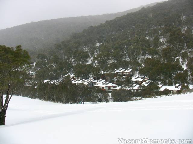 Saturday: Riverside Cabins beyond the 9th Hole on Thredbo Golf Course