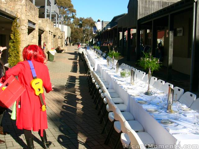 Preparation for the inaugural Long Lunch in the Village Square