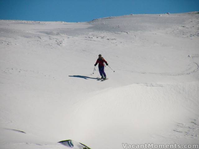 Marion enjoying the long, soft and gentle runs