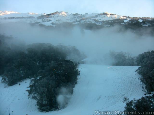 Snow makers' cloud this morning beyond Lower Sundance