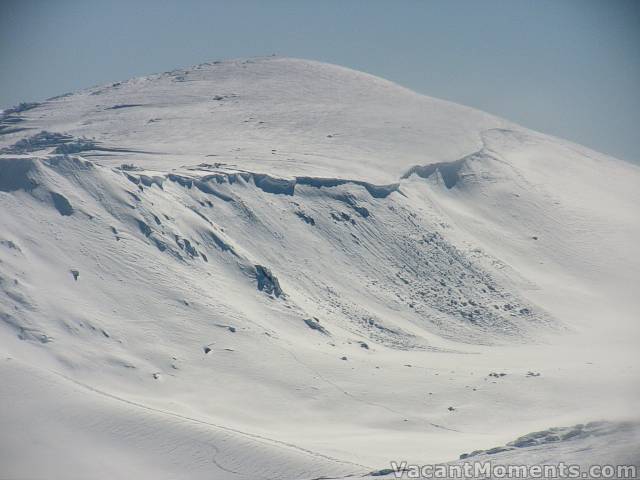 Some of the avalanche debris from the Mount Kosciuszko cornice was the size of automobiles