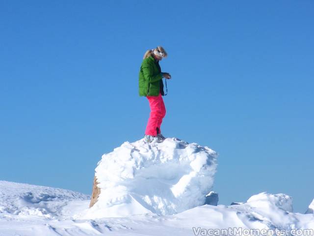 Marion trying to get phone coverage from the roof of Australia