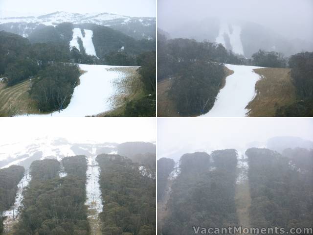 Left: Thursday and Right: Saturday as the rain continues to wash out lower slopes