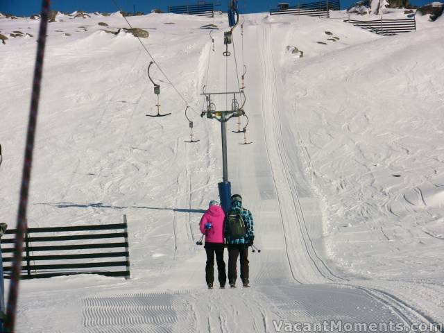 Katie & Matt riding Karels this morning for the untracked cord