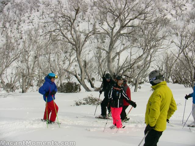 Marion explaining the dangers of snow snakes to the first timers