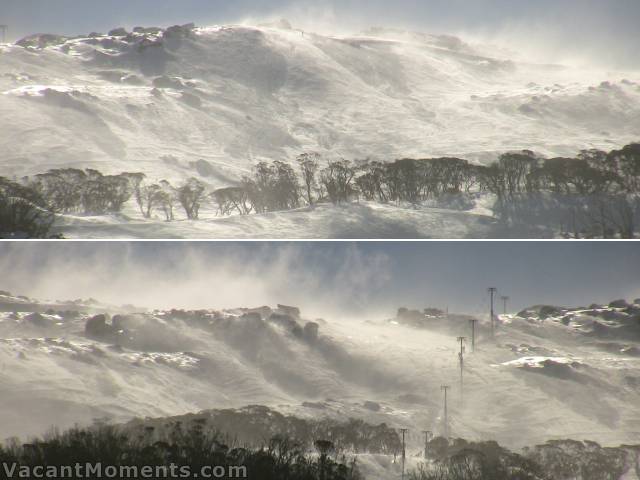 Skiers Left and Right of Sponars T-bar in the afternoon zephyr