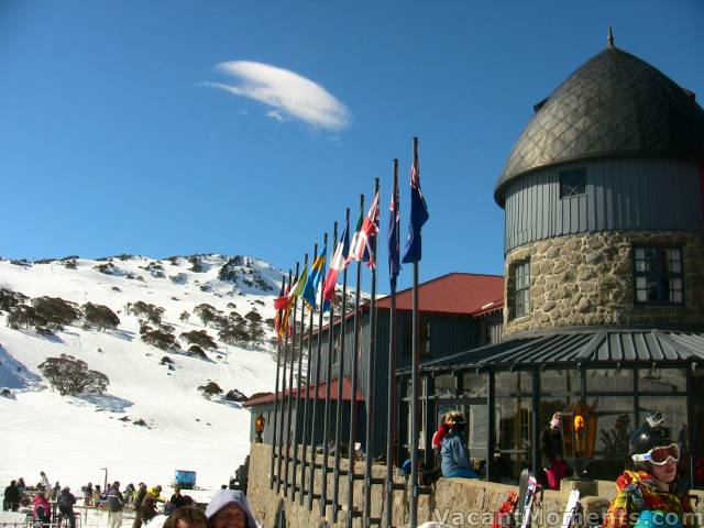 The Kosciuszko Chalet Hotel, with BBQ area in bottom left<BR>What a stunning day