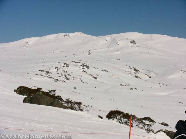 The view from the top of the Kosciuszko Triple Chair<BR>Etheridge in background with Mt Kosciuszko to the right