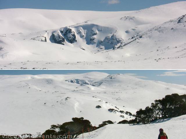 Close up of Blue Lake Chutes taken from top of Guthries Poma<BR>And as viewed from behind the top of the chairlift