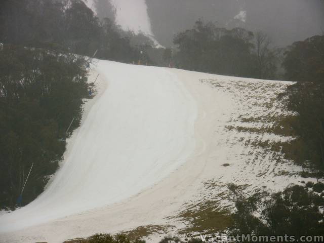 Thursday morning and the red dust could be seen against the freshly groomed Sundance