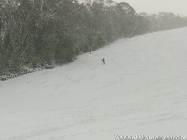 The red dust being exposed by skiers on Little Beauty