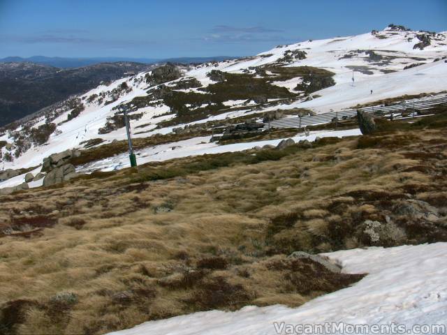 Looking south to Eagles Nest from the top of Sponars<BR>Last run - Sunday