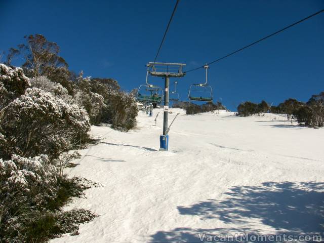 Riding first chair past World Cup this morning (it's a staffer in front)