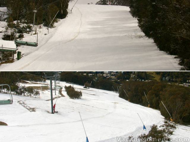 World Cup above mid station and looking back down Supertrail below mid station