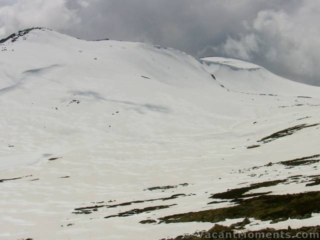 Our work is done. Looking back at the south ridge with Mount K on the right