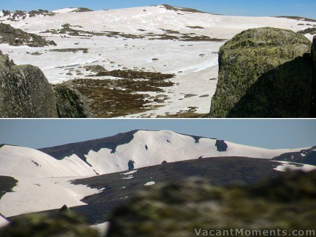 View from the top of Everest to the west of the Ramshead plateau<BR>and of the Club Lake Chutes to the North West