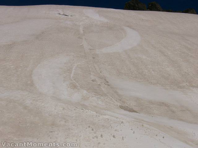 The small yet indicative, wet-slide below Everest<BR>Note small crevasse opening - it was hidden from view when approaching from above