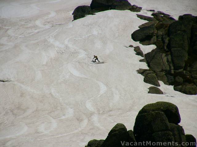 This free-heeler found the steeper section on the Main Face a challenge