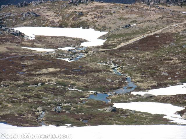 View from top of the hill of the bridge over Merritts Creek