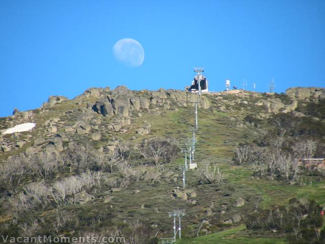 The setting moon over Eagles Nest this morning