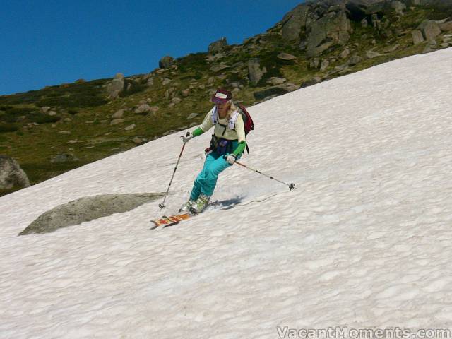 The firm, uneven and bouncy snow pack was fast and fun