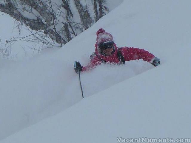 ... Crystal  in waist deep powder - photo courtesy of Rosco