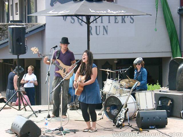 Canadian Faye Blais and band in the Village Square on Sunday morning