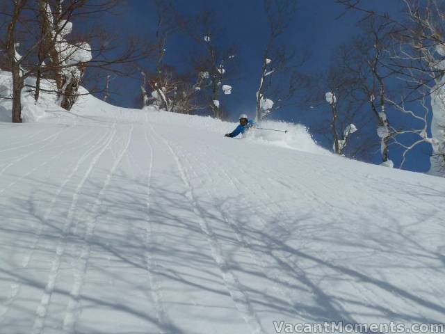 Despite the queues, Rosco still led Greg into this beautiful untouched slope - photo courtesy of Rosco