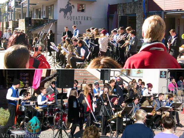 Braving the chilly morning air - The Kirrawee High School Band - always great