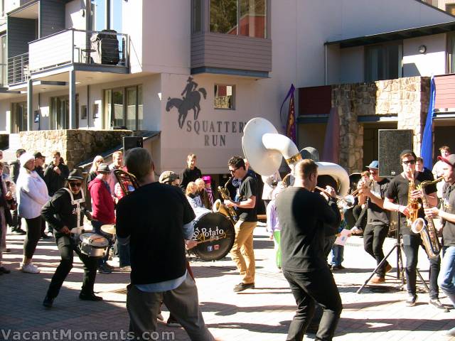 The Village Square and Squatters Run apartments<BR>a focal point for outdoor entertainment in Thredbo