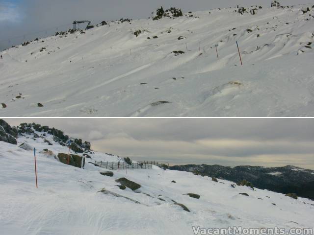 Wednesday: Top of Antons looking from the Wiamea traverse<BR>and then looking along the traverse towards Wiamea