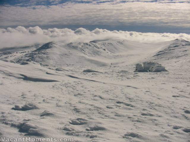 A bank of cloud obscuring the top of Mount Kosciuszko