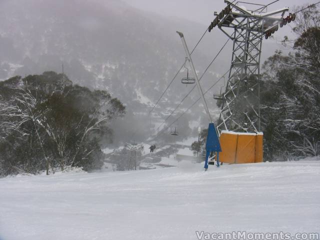 Looking down Merritts chair