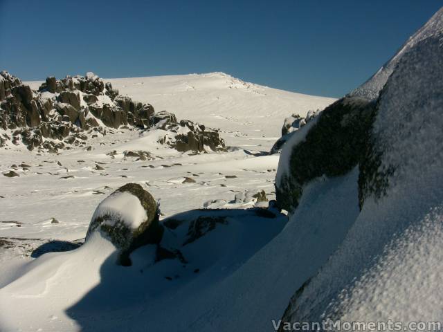 Wide empty slopes of the main range but too windy for me