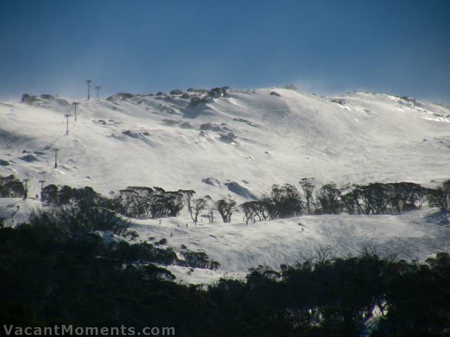 Sponars T-bar, Exhibition and Q5 with a tonne of wind blown snow<BR>You can see some of the ice top right