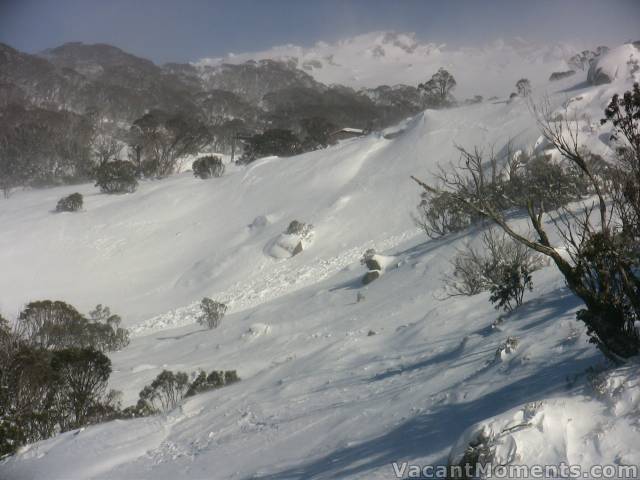 Avalanche on the Bluff with a very wide fracture line