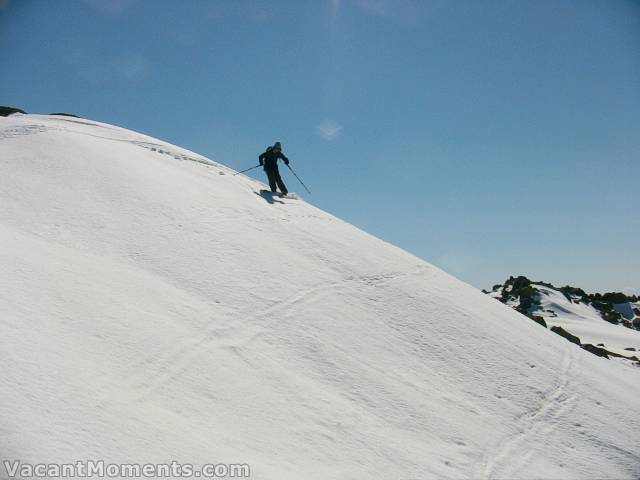 Kristy gets first tracks from the peak