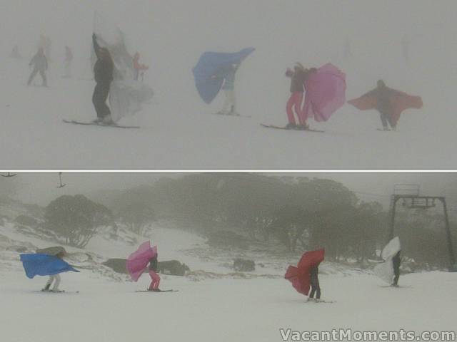 Then out of the mist, the ladies brought some colour - snow dancing