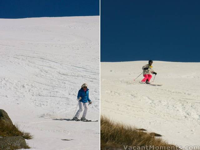 Jenny and Marion on our last ski to Merritts on Sunday<BR>We came in over the top for the best snow