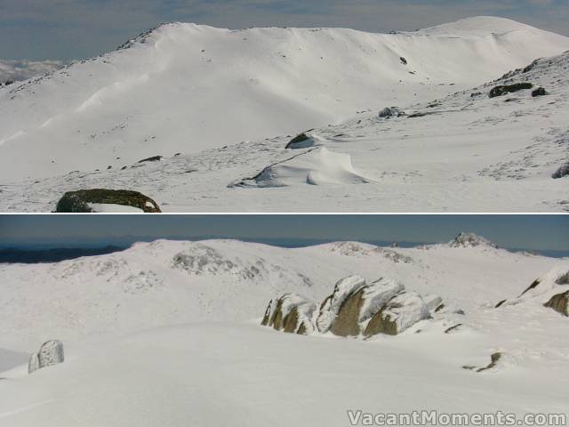 My target was the peak on the left. Kosi is on the right<BR>Looking back from target towards Pyramid (right)