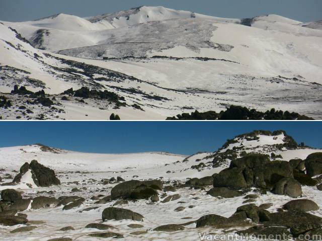 Looking north west to Club Lake chutes<BR>And west to the northern Ramsheads