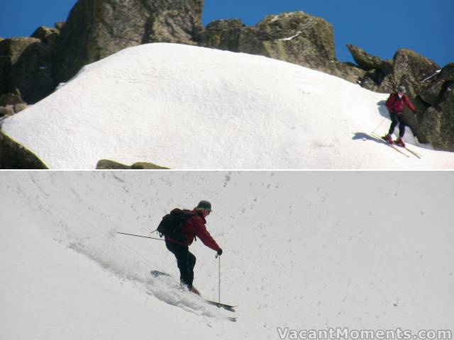 Top of Everest was again very firm<BR>But the freshies and mini snow balls on the North Face were delightful