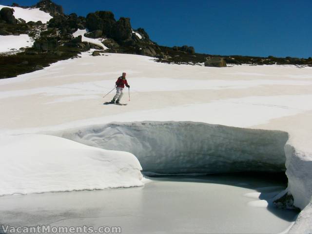 We could not find Marion's waterfall (still under snow)<BR>so she settled for the next best thrill