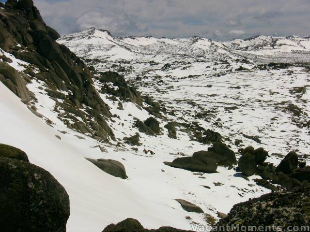 The main range - Etheridge top left and Club Lake chutes top right