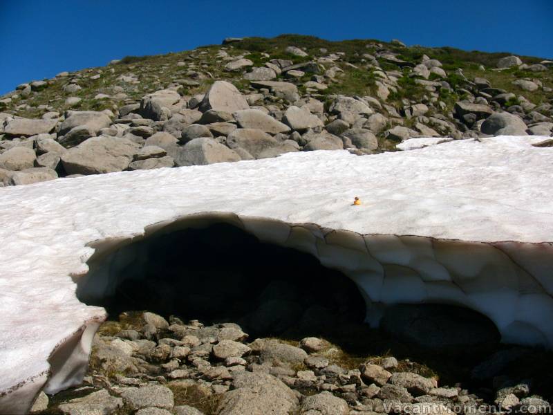 Rubber Duckie heading towards the bottom on the snow cave